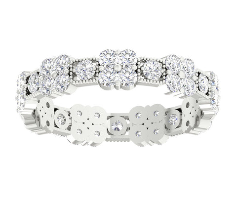 Unique I1/G Huge 2.25Ct Round Brilliant Cut Diamond Jewelry Prong Set Eternity Ring Engagement Band 14Kt White / Yellow / Rose Gold