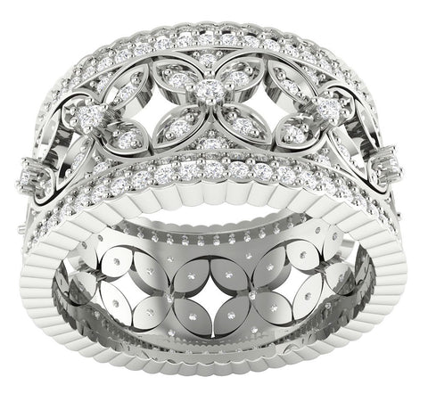 Appraisal I1/G 1.50Ct Round Brilliant Cut Diamond Solid 14Kt White Gold Designer Eternity Engagement Ring Band