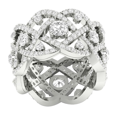 I1/G Huge 3.85Ct Natural Diamond Jewelry Eternity Wedding Ring Band Prong Set 14K White / Yellow / Rose Gold