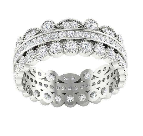 Unique I1/G Huge 2.00Ct Round Brilliant Cut Diamond Jewelry 14Kt Solid Gold Sparkly Eternity Ring Engagement Band