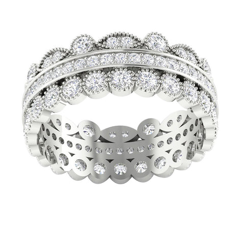 Unique I1/G Huge 2.00Ct Round Brilliant Cut Diamond Jewelry 14Kt Solid Gold Sparkly Eternity Ring Engagement Band