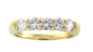 Prong Set I1/G Natural 0.75Ct Diamond Solid 14K Yellow Gold Five Stone Ring Engagement Wedding Band