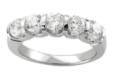 Sparkly I1/G Not Enhanced 1.01Ct Diamond 14K White / Yellow / Rose Gold Excellent Five Stone Engagement Ring Band
