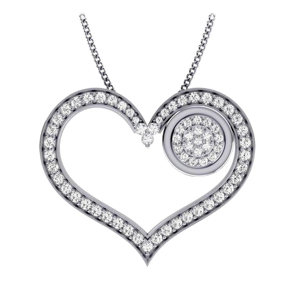 Appraisal I1/G 1.25Ct Real Diamond 14Kt Solid Gold 1.00 Inch Prong Set Fashion Heart Pendant Necklace