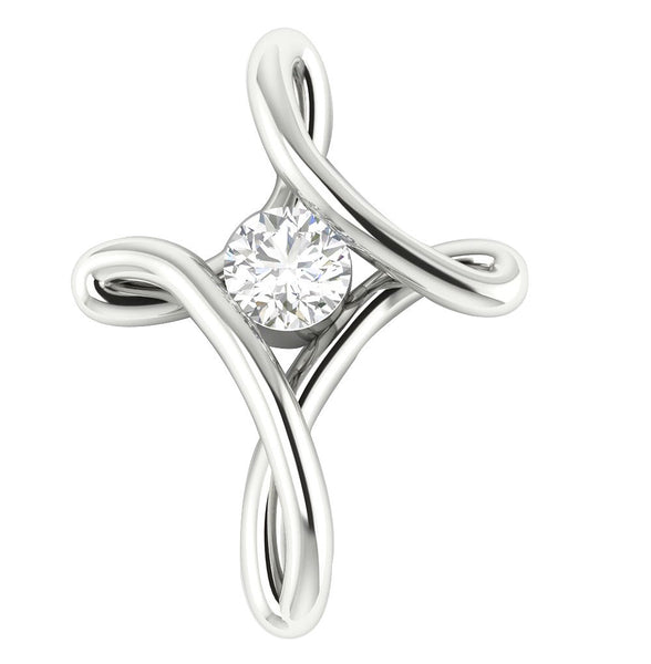 I1/H 0.65Ct Round Brilliant Cut Diamond Jewelry Bar Set Cross Pendant Necklace 14Kt White / Yellow / Rose Gold