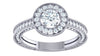 I1/G Not Enhanced 1.50CTW Diamond Solid 14K White Gold Prong Set Halo Set Solitaire Engagement Ring Band