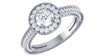 I1/G Not Enhanced 1.50CTW Diamond Solid 14K White Gold Prong Set Halo Set Solitaire Engagement Ring Band