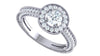 I1/G Not Enhanced 1.50CTW Diamond Solid 14K White Gold Prong Set Halo Set Solitaire Engagement Ring Band