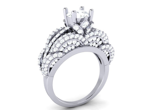 I1/G Huge 3.00CTW Round Brilliant Cut Diamond Jewelry 14Kt White / Yellow / Rose Gold Solitaire Ring Engagement Band