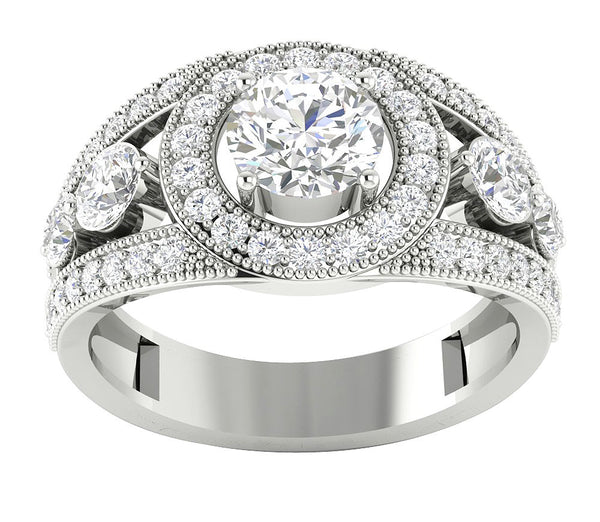 I1/G Huge 2.00Ct Not Enhanced Diamond 14K White / Yellow / Rose Gold Prong Set Solitaire Anniversary Ring Band