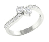 Forever Us Two Stone SI1/G 0.80Ct Real Diamond 14K Solid Gold Solitaire Anniversary Ring Band