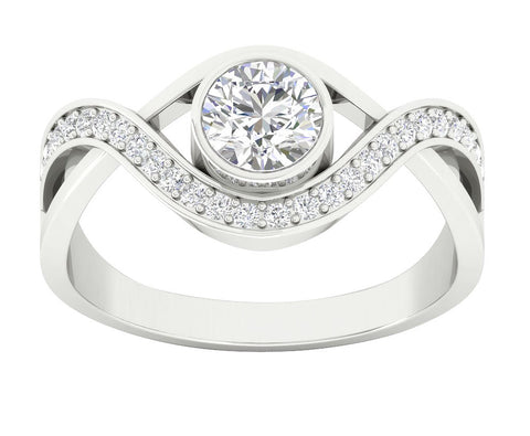 Excellent I1/G Natural 1.00Ct Diamond 14Kt Solid Gold Prong & Bezel Set Solitaire with Accents Ring Band