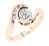 Solid 14K White Gold I1/G Round Brilliant Cut 0.90Ct Diamond Channel & Bezel Set Unique Journey Solitaire Engagement Ring Band