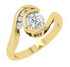 Solid 14K White Gold I1/G Round Brilliant Cut 0.90Ct Diamond Channel & Bezel Set Unique Journey Solitaire Engagement Ring Band