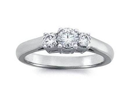 Sparkly I1/G  0.60Ct Round Brilliant Cut Diamond 3.80MM 14K Solid Gold Three Stone Anniversary Wedding Ring Band