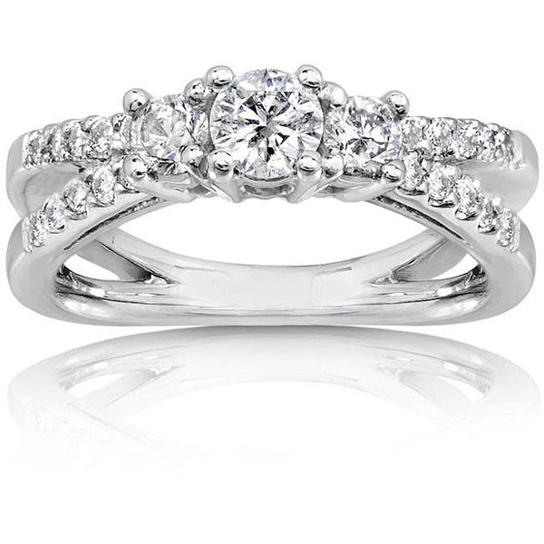 14Kt Solid Gold I1/G 0.75Ct Genuine Diamond Jewelry Split Shank Solitaire Three Stone Ring Engagement Band